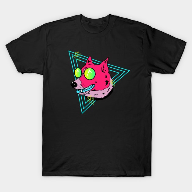 80's Neon Retro Dog T-Shirt by TaliDe